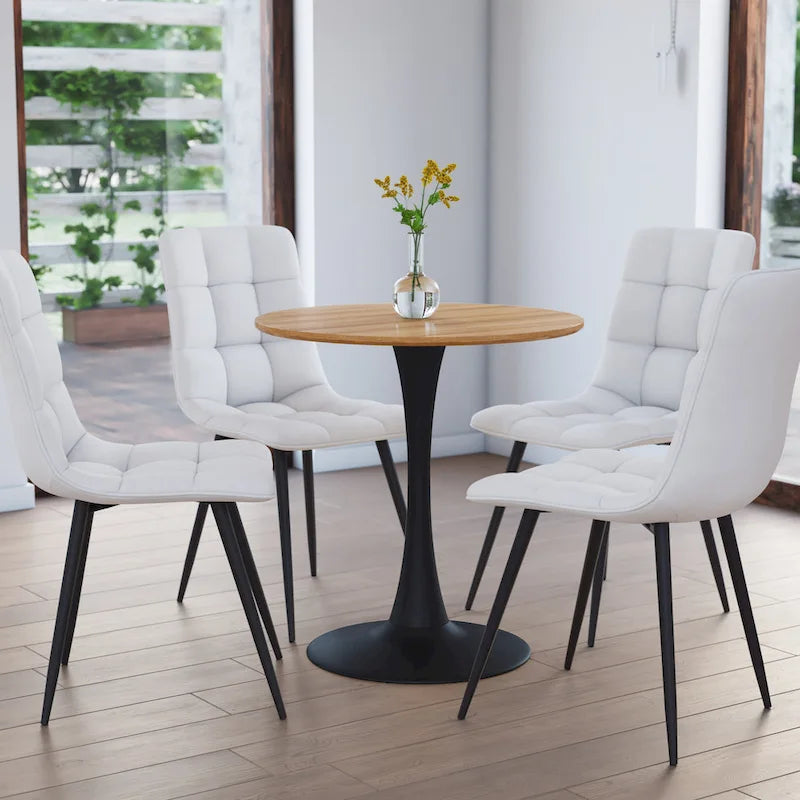 Brown / Grey & Gold / Black Round Bistro Table, Pedestal Base, Seats 3