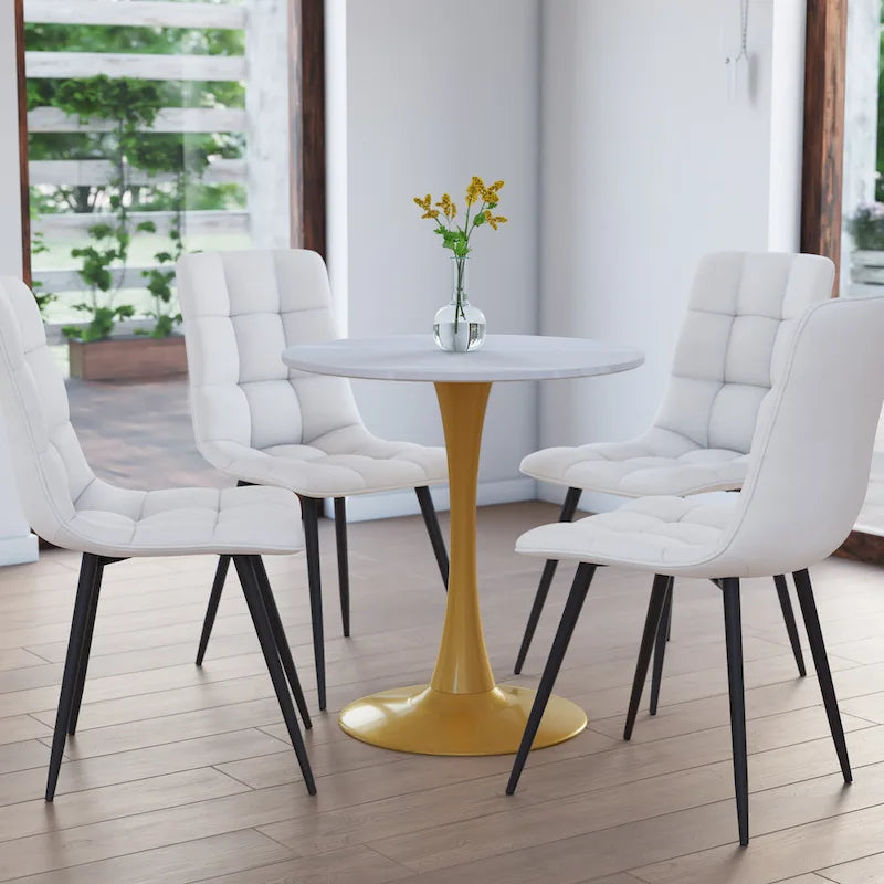 Brown / Grey & Gold / Black Round Bistro Table, Pedestal Base, Seats 3