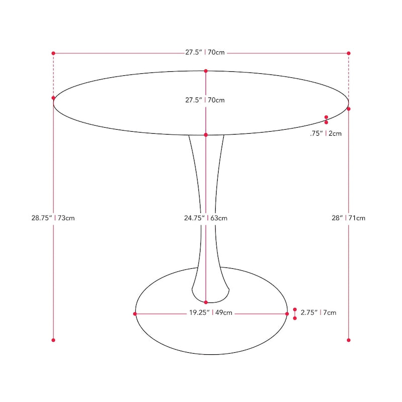 Brown / Grey & Gold / Black Round Bistro Table, Pedestal Base, Seats 3