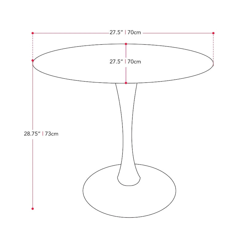 Brown / Grey & Gold / Black Round Bistro Table, Pedestal Base, Seats 3