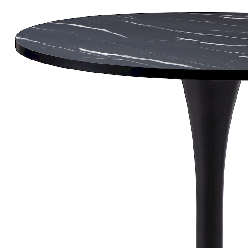 Brown / Grey & Gold / Black Round Bistro Table, Pedestal Base, Seats 3