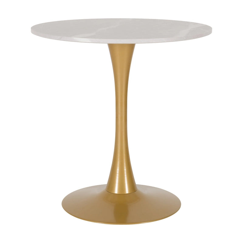 Brown / Grey & Gold / Black Round Bistro Table, Pedestal Base, Seats 3
