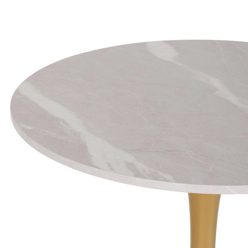 Brown / Grey & Gold / Black Round Bistro Table, Pedestal Base, Seats 3