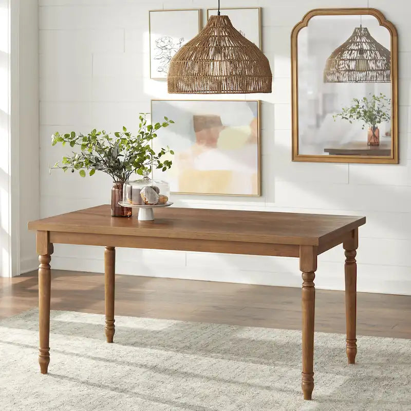 Turned Leg Dining Table, Weathered Grey / Rustic Brown / Driftwood