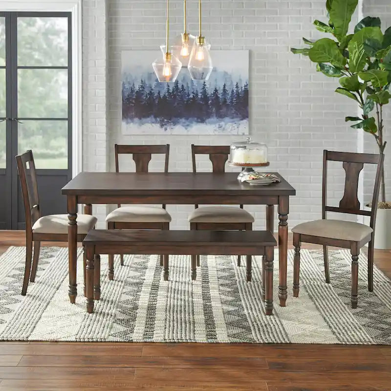 Turned Leg Dining Table, Weathered Grey / Rustic Brown / Driftwood