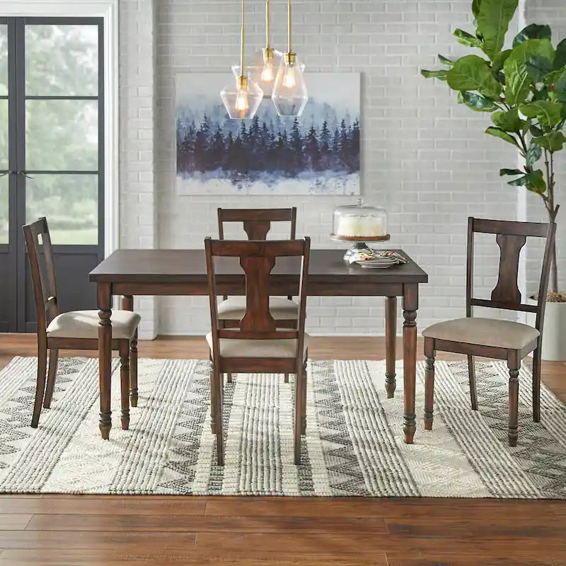 Turned Leg Dining Table, Weathered Grey / Rustic Brown / Driftwood