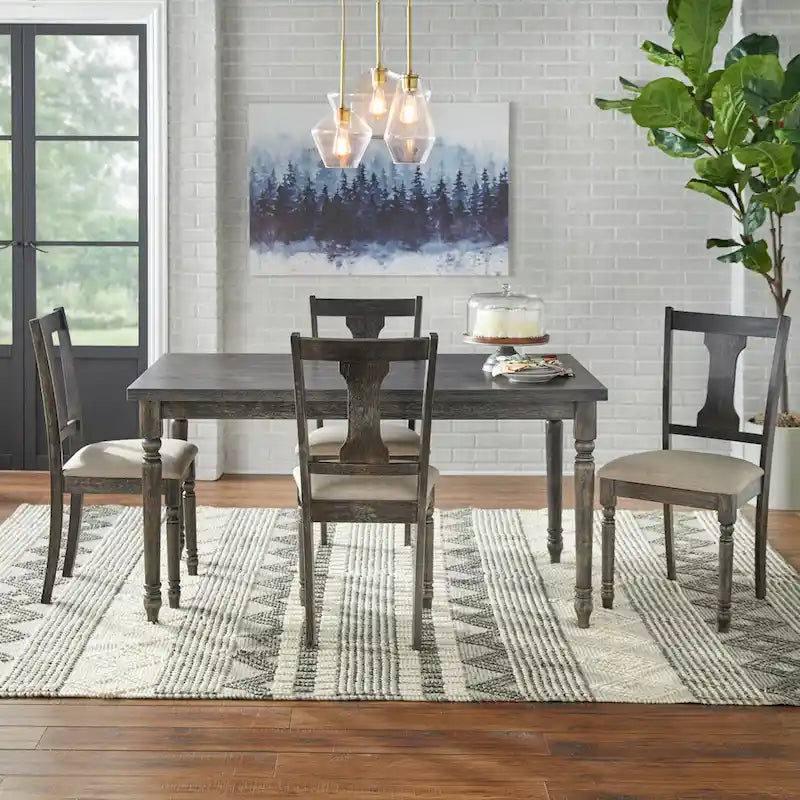 Turned Leg Dining Table, Weathered Grey / Rustic Brown / Driftwood