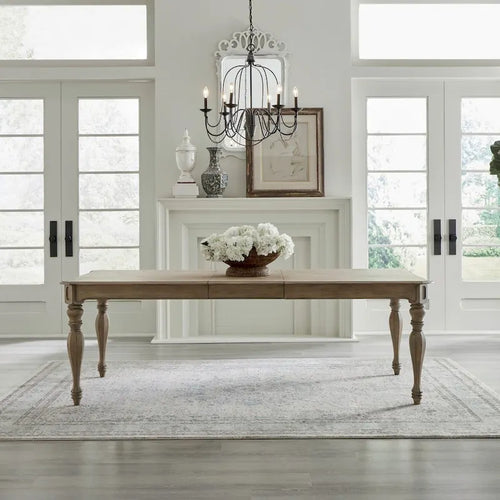 Antique White / Weathered Bisque Rectangular Dining Table with 18" Leaf