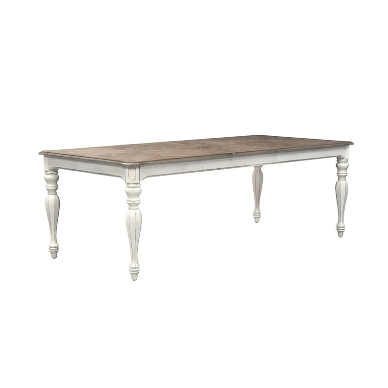 Antique White / Weathered Bisque Rectangular Dining Table with 18" Leaf
