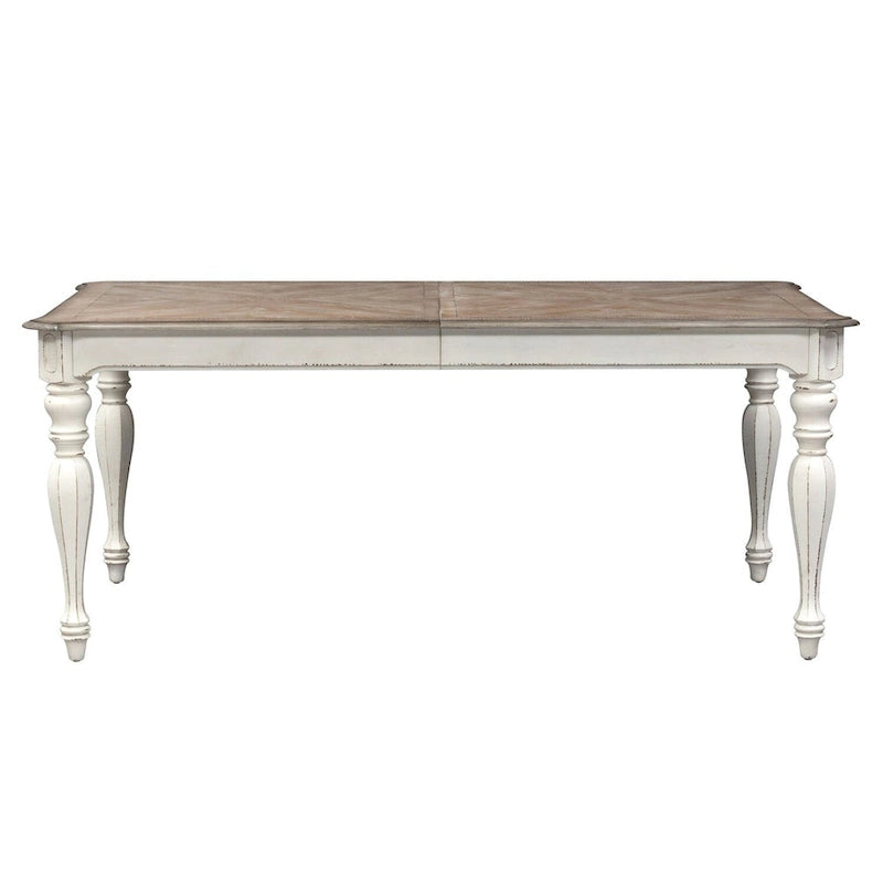 Antique White / Weathered Bisque Rectangular Dining Table with 18" Leaf