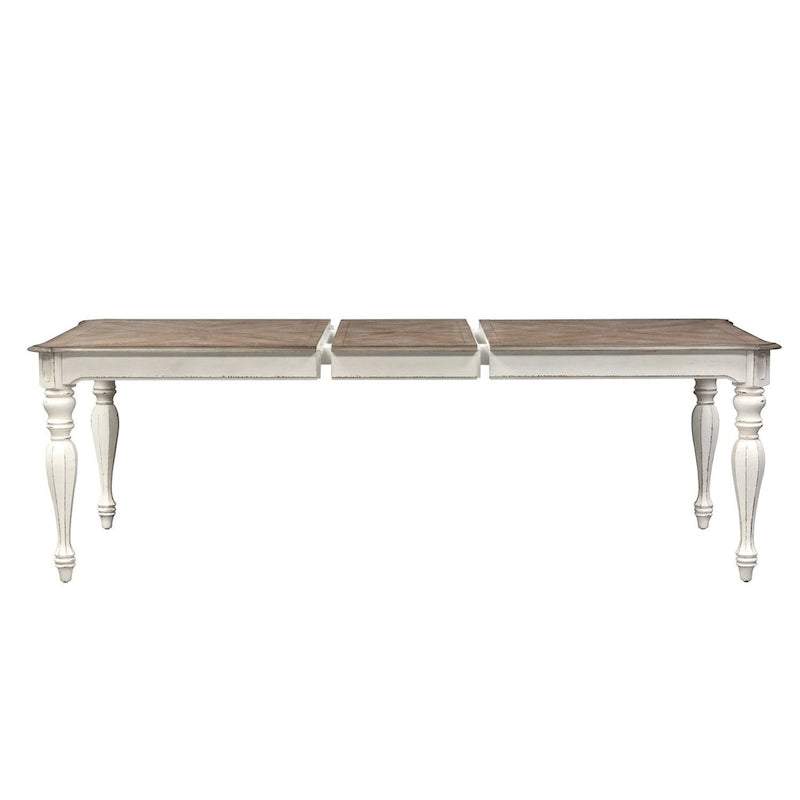 Antique White / Weathered Bisque Rectangular Dining Table with 18" Leaf