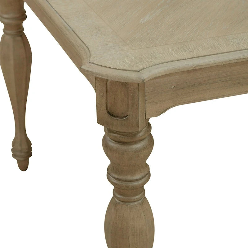 Antique White / Weathered Bisque Rectangular Dining Table with 18" Leaf