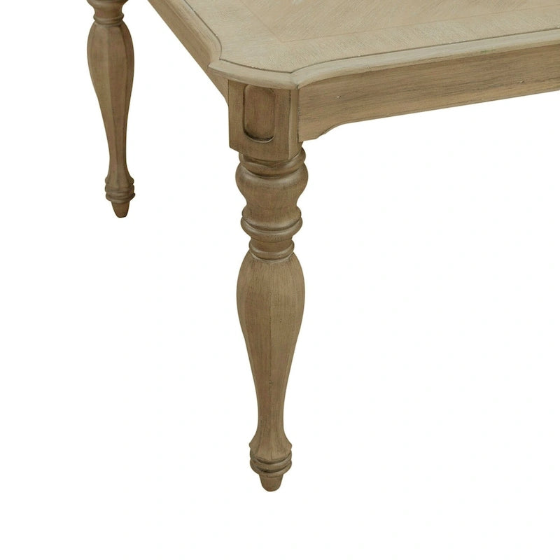 Antique White / Weathered Bisque Rectangular Dining Table with 18" Leaf