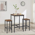 Brown / Grey Square Bar Table & 2 Stools Set, Industrial Style, Seats 2
