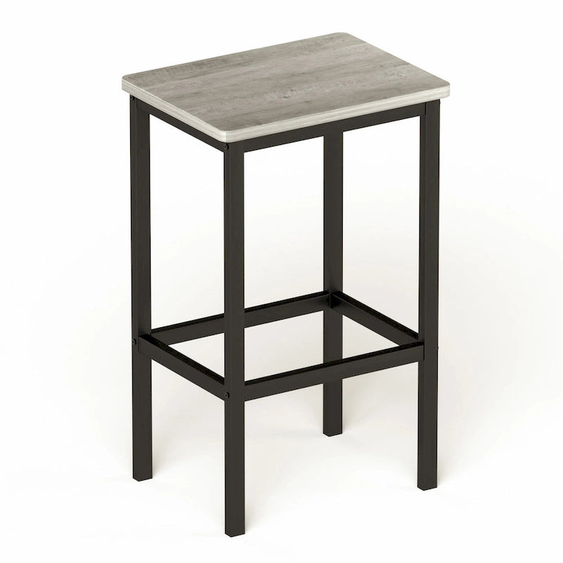 Brown / Grey Square Bar Table & 2 Stools Set, Industrial Style, Seats 2