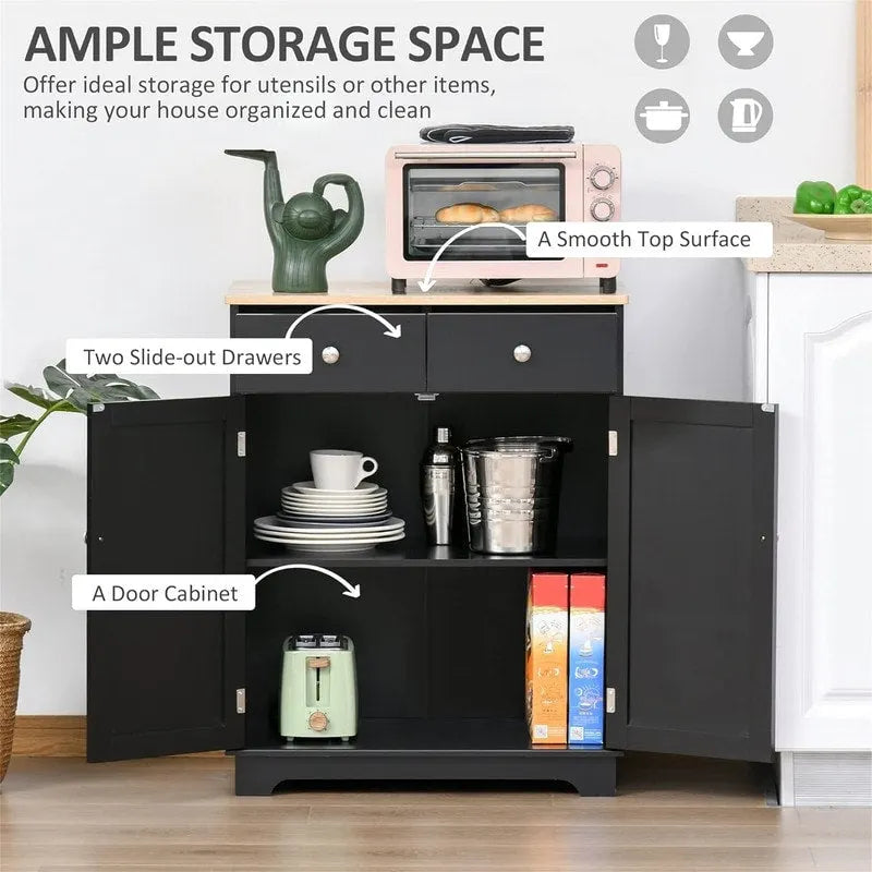 2-Drawer 2-Door Sideboard Storage Cabinet, Multiple Colors