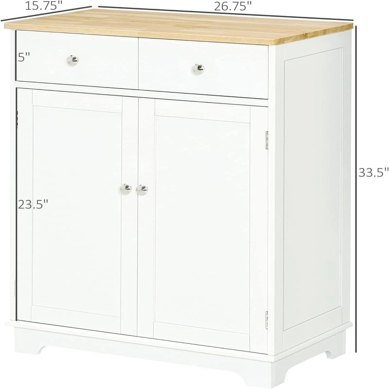 2-Drawer 2-Door Sideboard Storage Cabinet, Multiple Colors