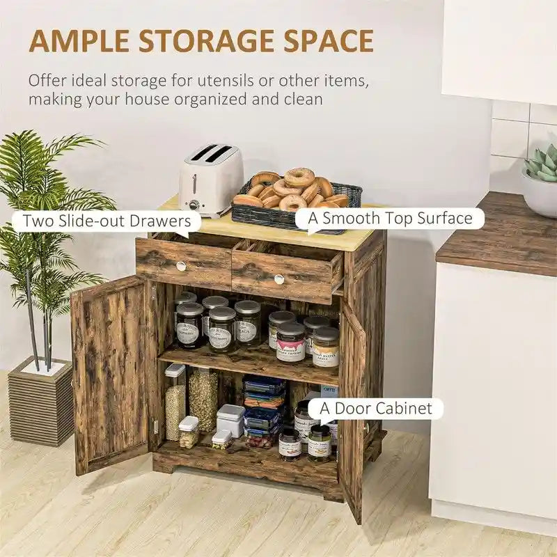 2-Drawer 2-Door Sideboard Storage Cabinet, Multiple Colors