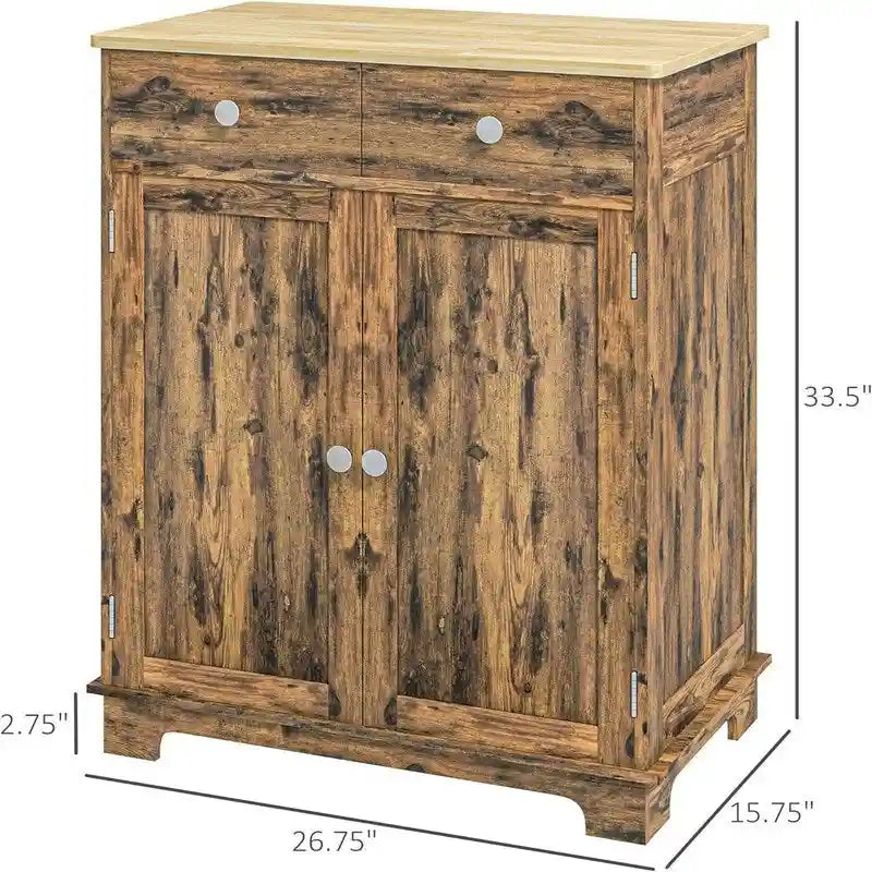 2-Drawer 2-Door Sideboard Storage Cabinet, Multiple Colors