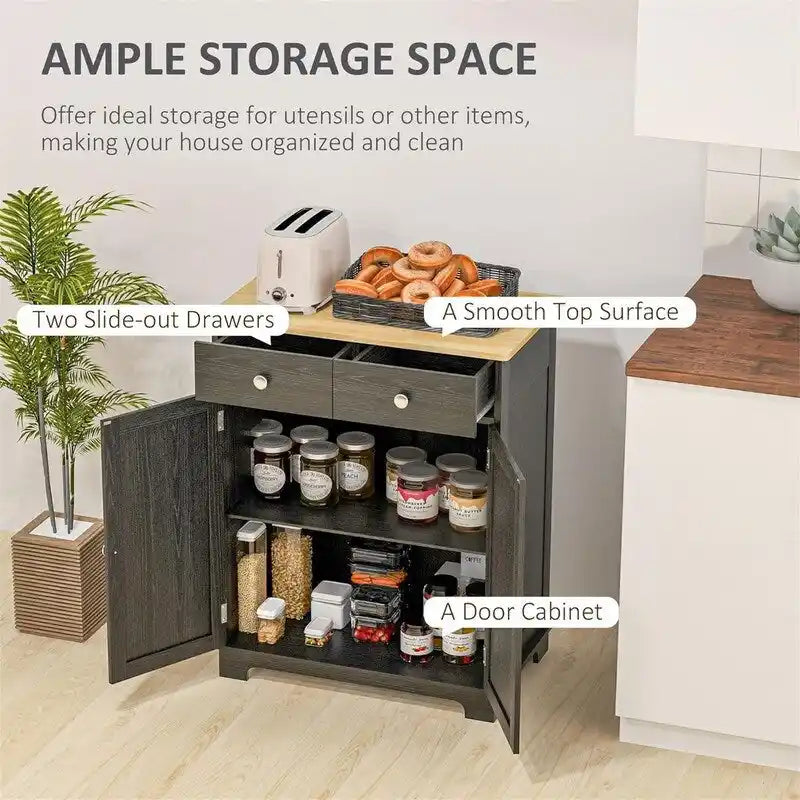 2-Drawer 2-Door Sideboard Storage Cabinet, Multiple Colors