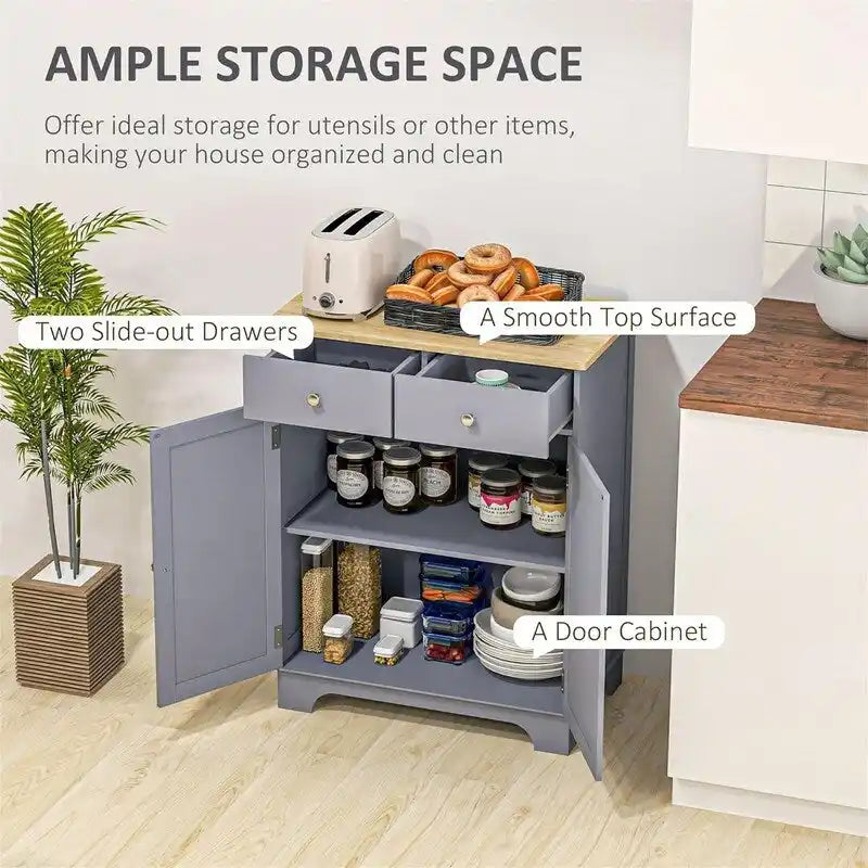 2-Drawer 2-Door Sideboard Storage Cabinet, Multiple Colors