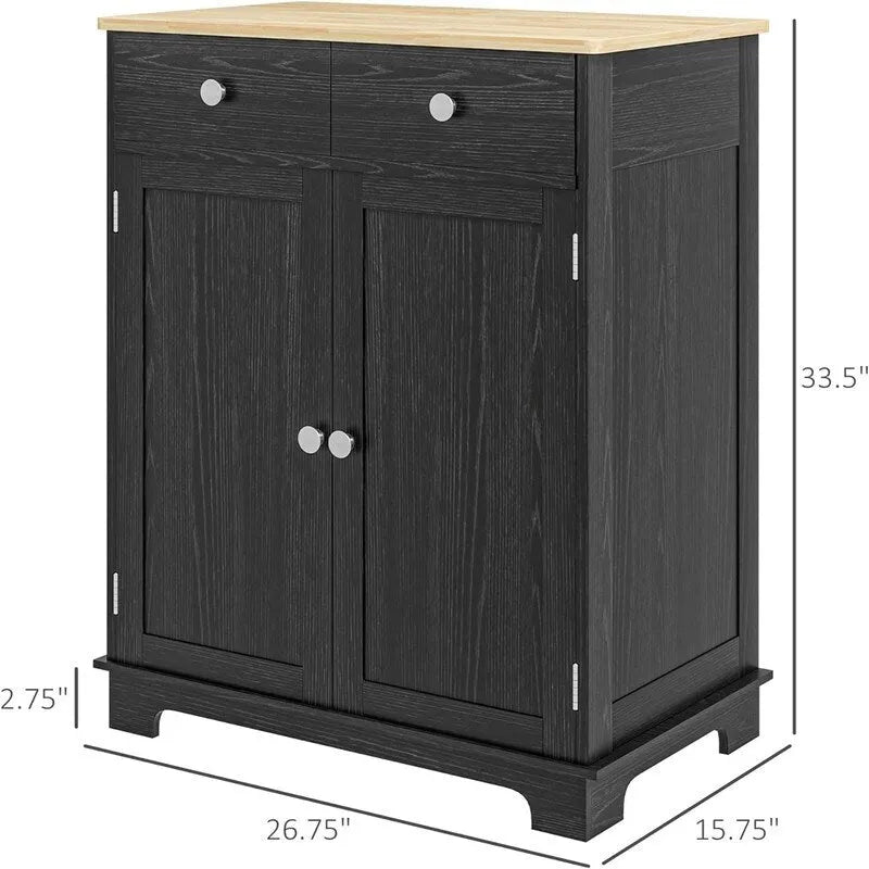 2-Drawer 2-Door Sideboard Storage Cabinet, Multiple Colors