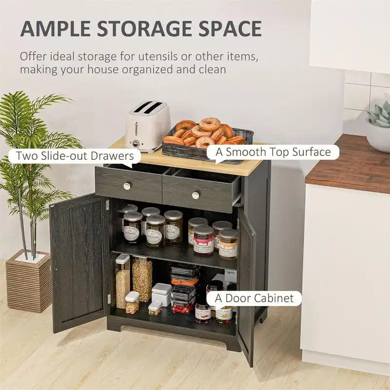 2-Drawer 2-Door Sideboard Storage Cabinet, Multiple Colors