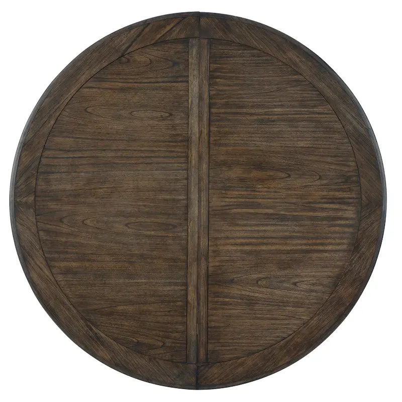 Java Brown Extendable Round Pedestal Dining Table, Seats 6