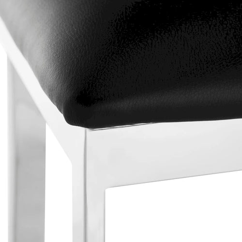 30" Cross Back Bar Stool, Chrome/Black PU, Single Seat