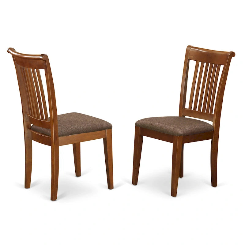Saddle Brown Rectangular Dining Table Set with Butterfly Leaf, Seats 6