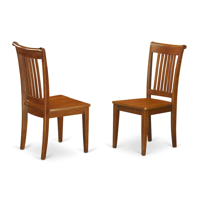 Saddle Brown Rectangular Dining Table Set with Butterfly Leaf, Seats 6