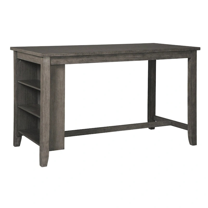 Grey Rectangular Counter Height Dining Table with Side Storage
