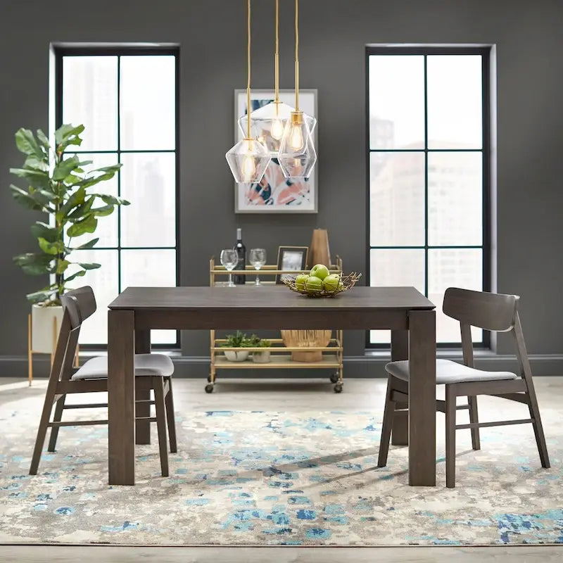 Rustic Grey Mid-Century Rectangular Dining Table