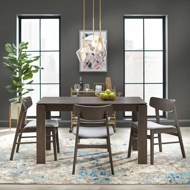 Rustic Grey Mid-Century Rectangular Dining Table