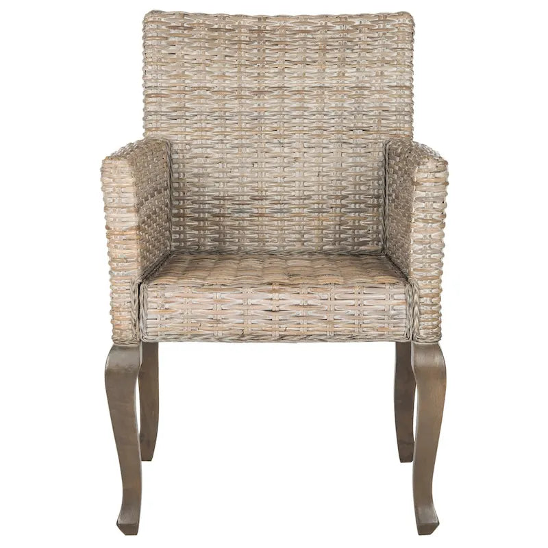 Rattan Woven Dining Chair with Arms, Set of 2