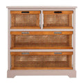 4-Drawer Cane Basket Storage Cabinet, Quartz Grey / Barley / Antique Black