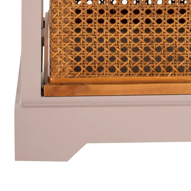 4-Drawer Cane Basket Storage Cabinet, Quartz Grey / Barley / Antique Black