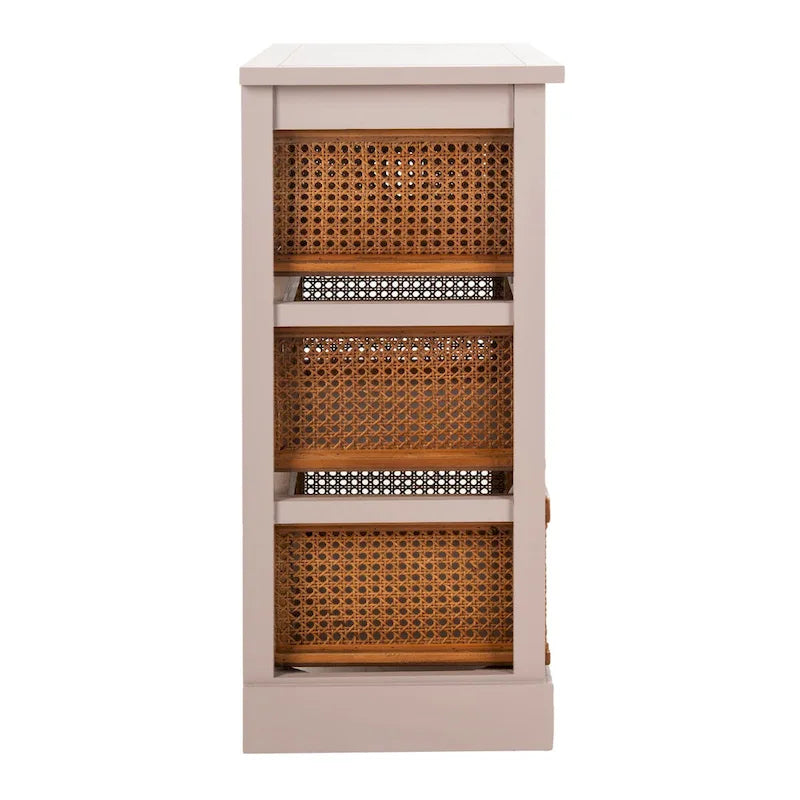 4-Drawer Cane Basket Storage Cabinet, Quartz Grey / Barley / Antique Black