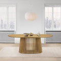 Natural Oak / Walnut / Black Oval Dining Table, Slatted Pedestal Base, Seats 7