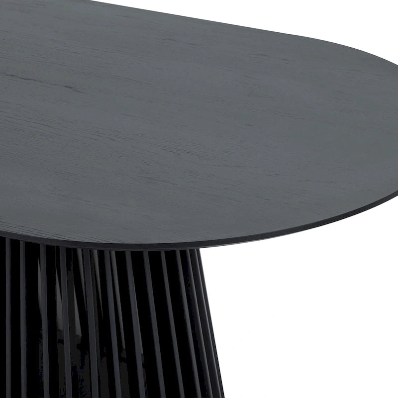 Natural Oak / Walnut / Black Oval Dining Table, Slatted Pedestal Base, Seats 7