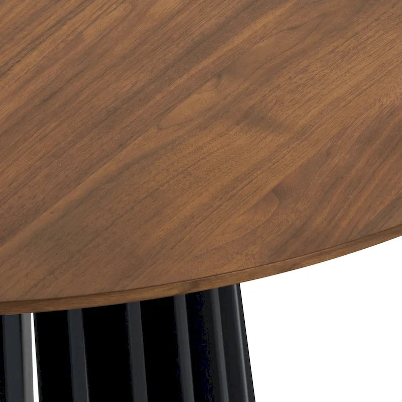 Natural Oak / Walnut / Black Oval Dining Table, Slatted Pedestal Base, Seats 7