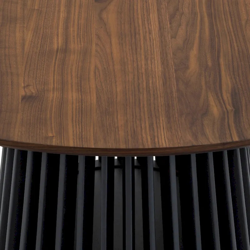 Natural Oak / Walnut / Black Oval Dining Table, Slatted Pedestal Base, Seats 7