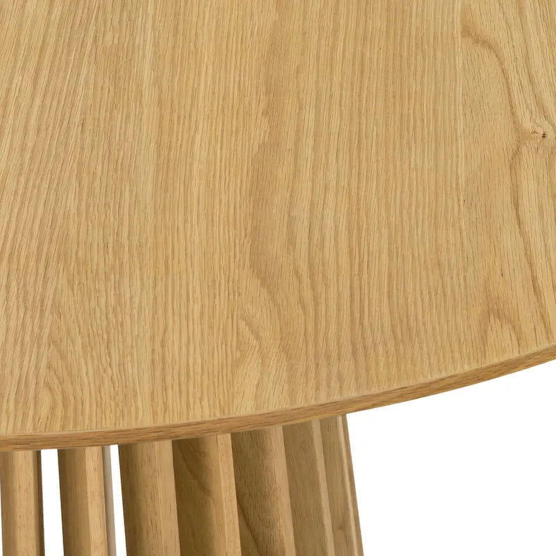 Natural Oak / Walnut / Black Oval Dining Table, Slatted Pedestal Base, Seats 7