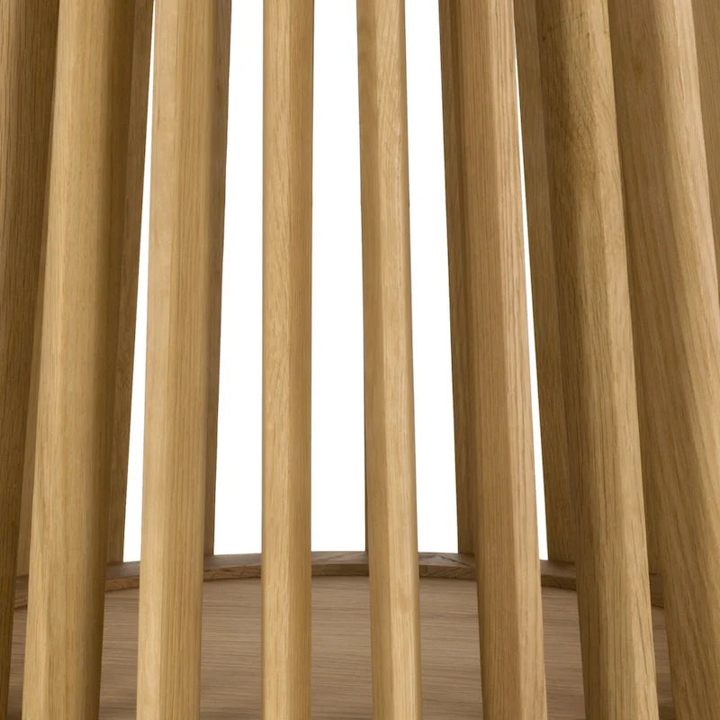 Natural Oak / Walnut / Black Oval Dining Table, Slatted Pedestal Base, Seats 7