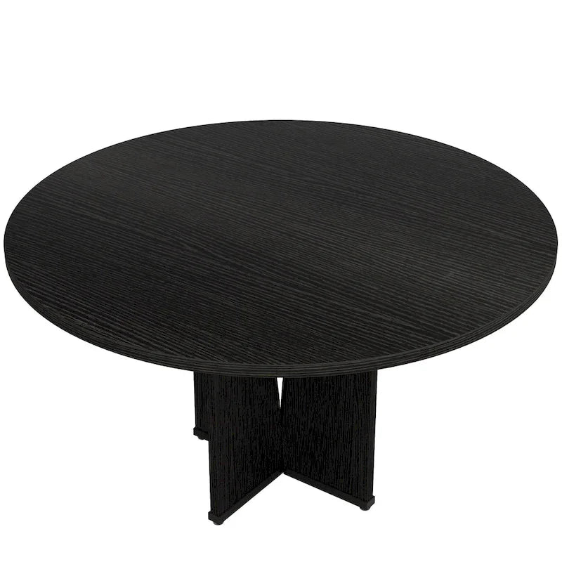 Brown Round Pedestal Dining Table, Seats 4, 39.37"
