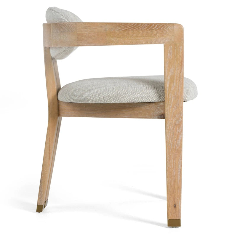 Off-White & White Wash Oak Upholstered Dining Chair