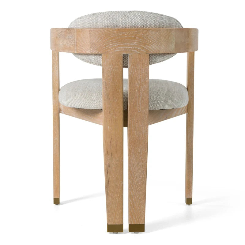 Off-White & White Wash Oak Upholstered Dining Chair