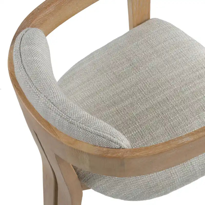Off-White & White Wash Oak Upholstered Dining Chair