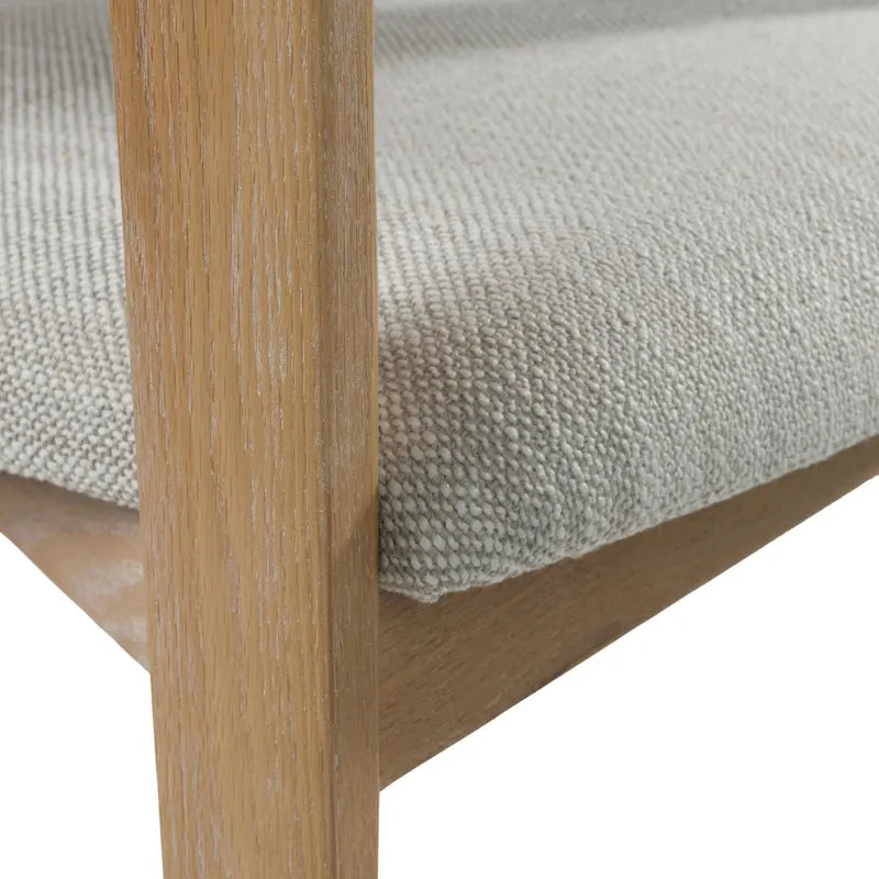 Off-White & White Wash Oak Upholstered Dining Chair
