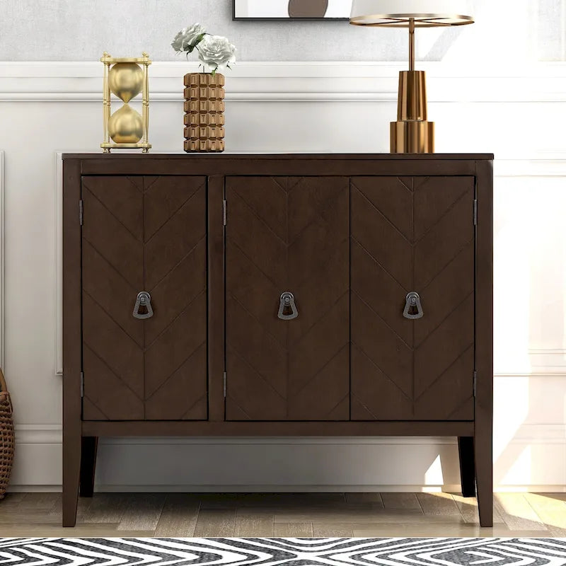 White / Brown / Blue / Grey 3-Door Vintage Sideboard Cabinet